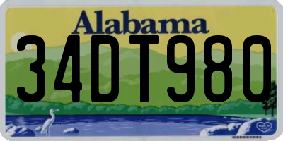 AL license plate 34DT980