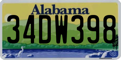 AL license plate 34DW398