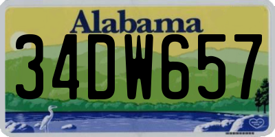 AL license plate 34DW657