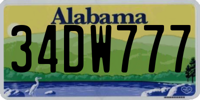 AL license plate 34DW777