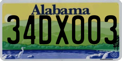 AL license plate 34DX003