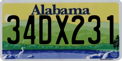 AL license plate 34DX231
