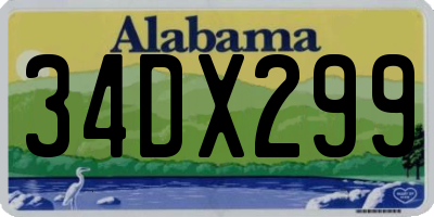 AL license plate 34DX299