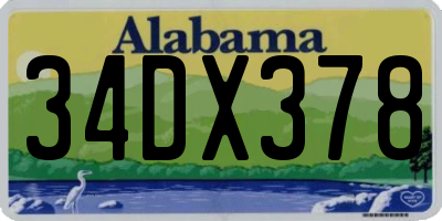 AL license plate 34DX378