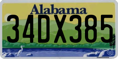 AL license plate 34DX385