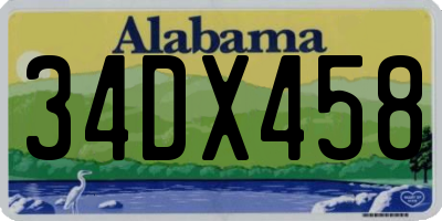 AL license plate 34DX458