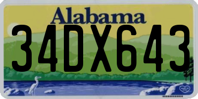 AL license plate 34DX643