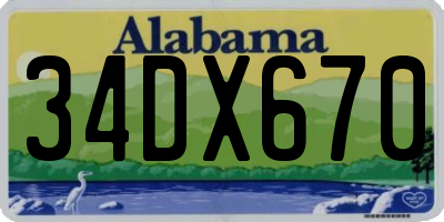 AL license plate 34DX670