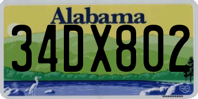 AL license plate 34DX802