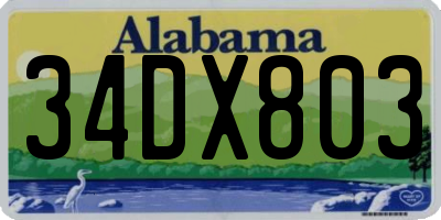 AL license plate 34DX803