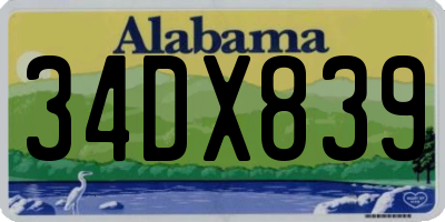 AL license plate 34DX839