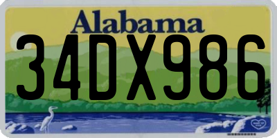 AL license plate 34DX986
