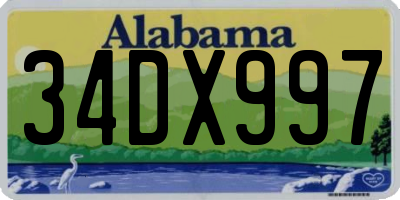 AL license plate 34DX997