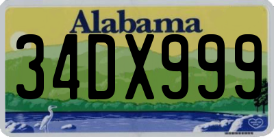 AL license plate 34DX999