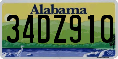 AL license plate 34DZ910