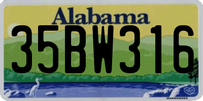 AL license plate 35BW316