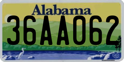 AL license plate 36AA062