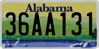 AL license plate 36AA131