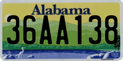 AL license plate 36AA138