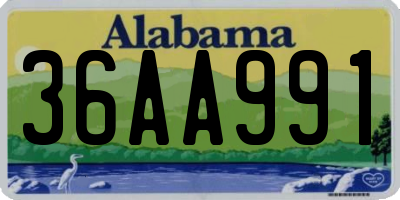 AL license plate 36AA991