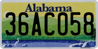AL license plate 36AC058