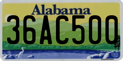 AL license plate 36AC500