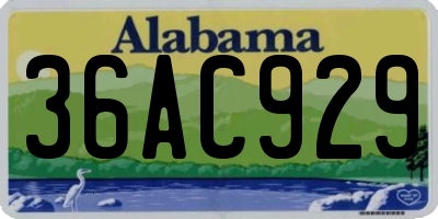 AL license plate 36AC929