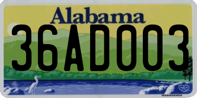 AL license plate 36AD003