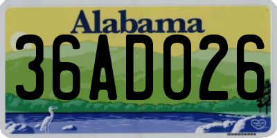 AL license plate 36AD026