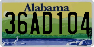 AL license plate 36AD104