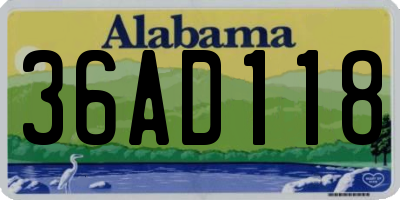 AL license plate 36AD118