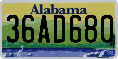 AL license plate 36AD680