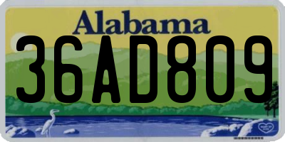 AL license plate 36AD809