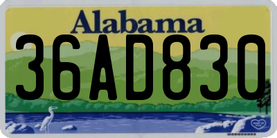 AL license plate 36AD830