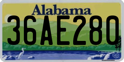 AL license plate 36AE280