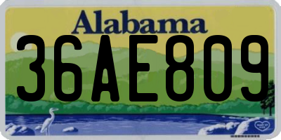 AL license plate 36AE809