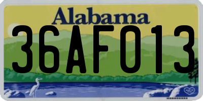 AL license plate 36AF013