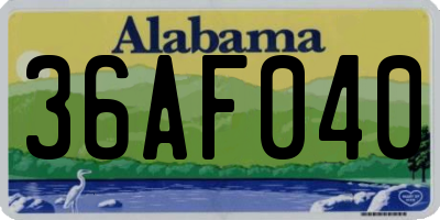 AL license plate 36AF040