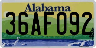 AL license plate 36AF092