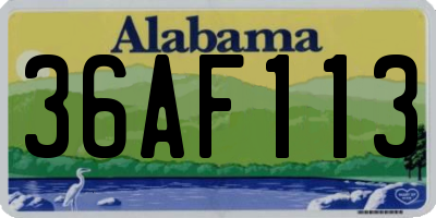 AL license plate 36AF113