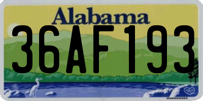 AL license plate 36AF193