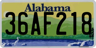 AL license plate 36AF218