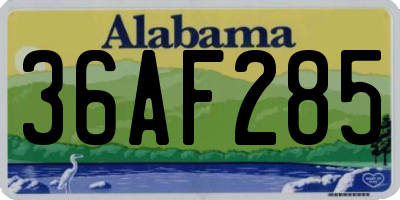 AL license plate 36AF285