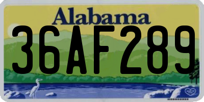 AL license plate 36AF289