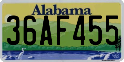 AL license plate 36AF455