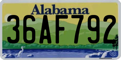 AL license plate 36AF792