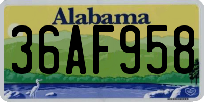 AL license plate 36AF958