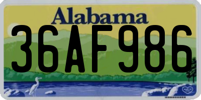 AL license plate 36AF986