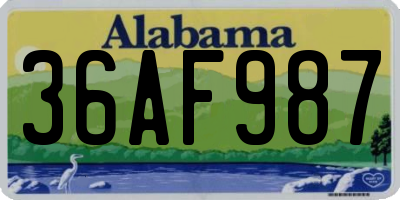 AL license plate 36AF987