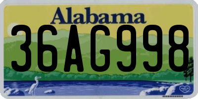 AL license plate 36AG998
